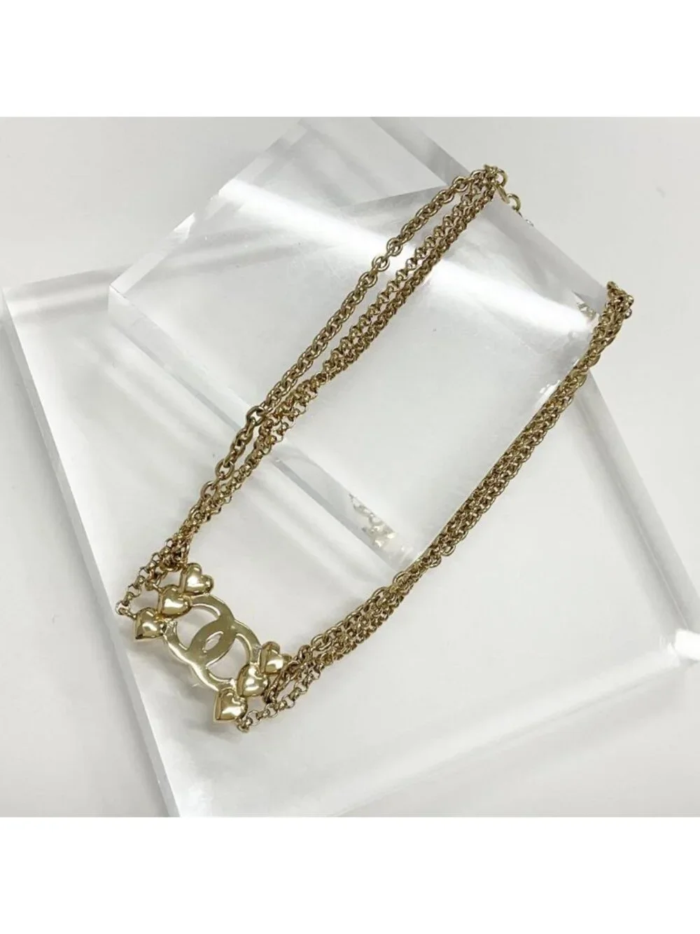 Chanel Necklace Choker Coco Mark Rhinestone Heart